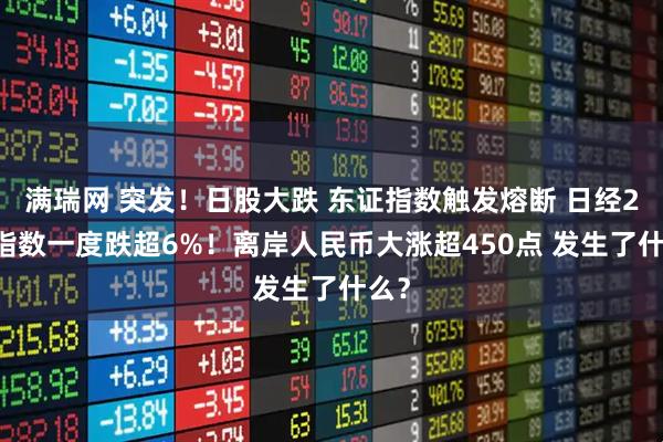 满瑞网 突发！日股大跌 东证指数触发熔断 日经225指数一度跌超6%！离岸人民币大涨超450点 发生了什么？
